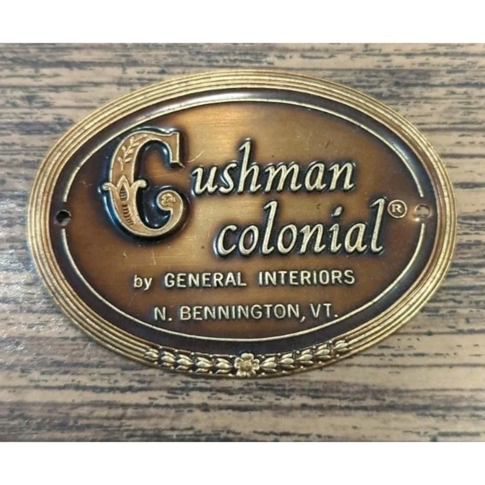 Original Cushman Colonial Creation Brass Tag Badge Nameplate 2